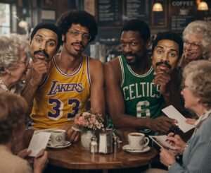 Bill Russell e Kareem Abdul-Jabbar já foram confundidos com lenda dos Warriors, Wilt Chamberlain 1 Bill Russell Kareem Abdul-Jabbar Wiilt Charmbelain cafeteria