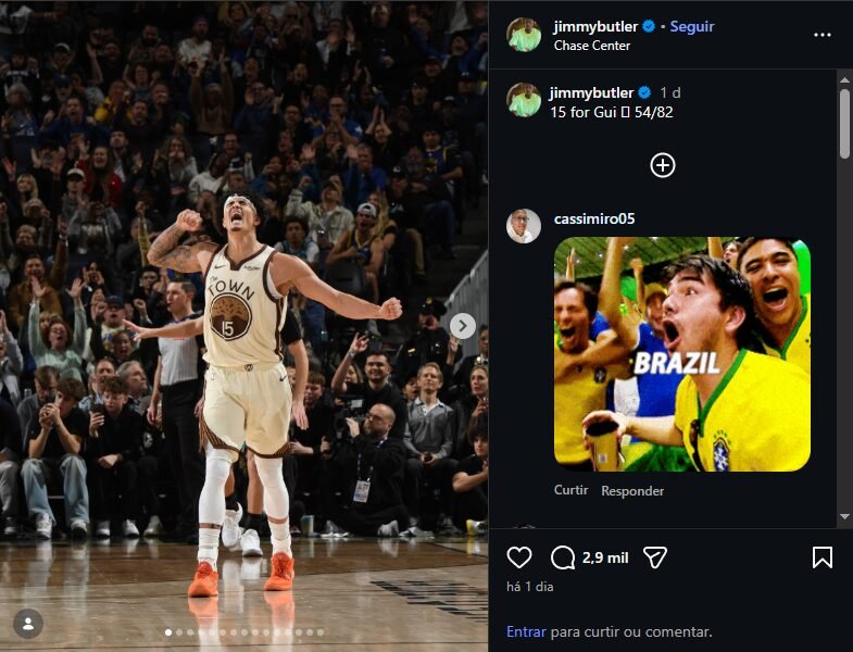 Gui Santos é o jogador mais valioso da NBA em 2026 3 Publicação de Jimmy Butler com Gui Santos na capa.