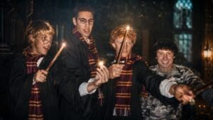 Harry Potter era obsessão secreta nos Warriors e Leandrinho acabou “arrastado” para Hogwarts 1 Klay-Thompson-fantasiado-de-Harry-Potter-com-amigos.