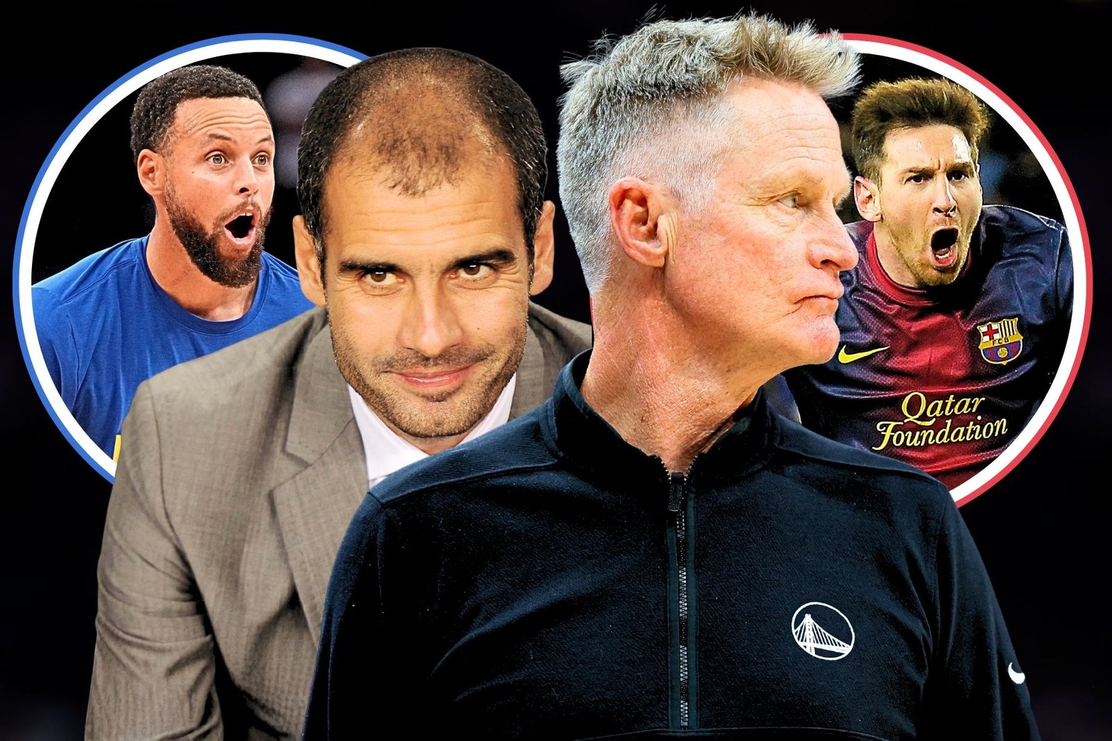 Steve Kerr Stephen Curry - Golden State Warriors x Barcelona Messi Pep Guardiola