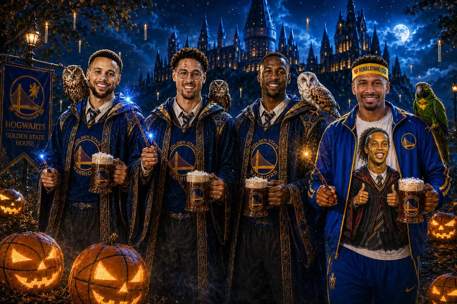 Stephen Curry Klay Thompson Harrison Barnes e Leandrinho
