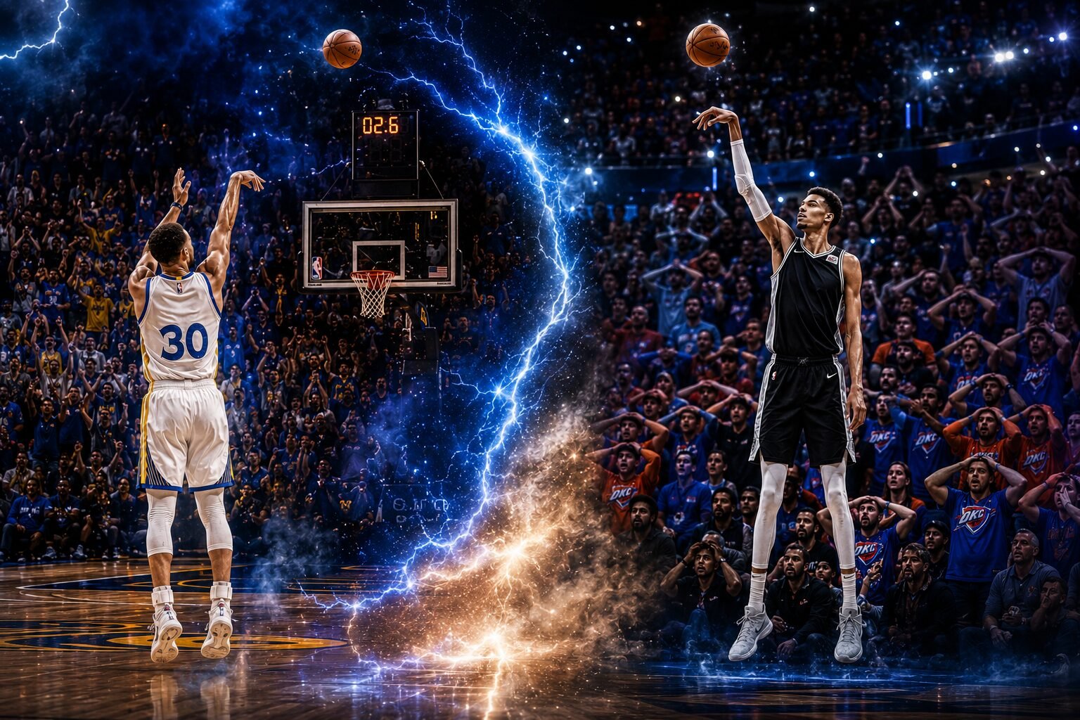 Home 13 Victor Wembanyama repete feito de Stephen Curry contra o Thunder - Foto: ChatGPT