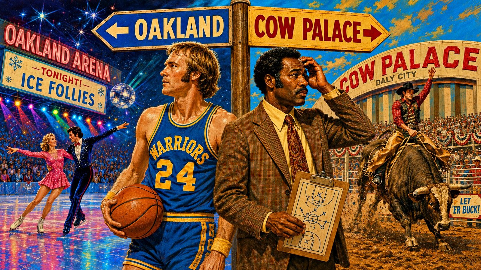 NBA Finals 1975 Golden State Warriors x Washington Bullets Rick Barry Al Attles Oakland Cow Place