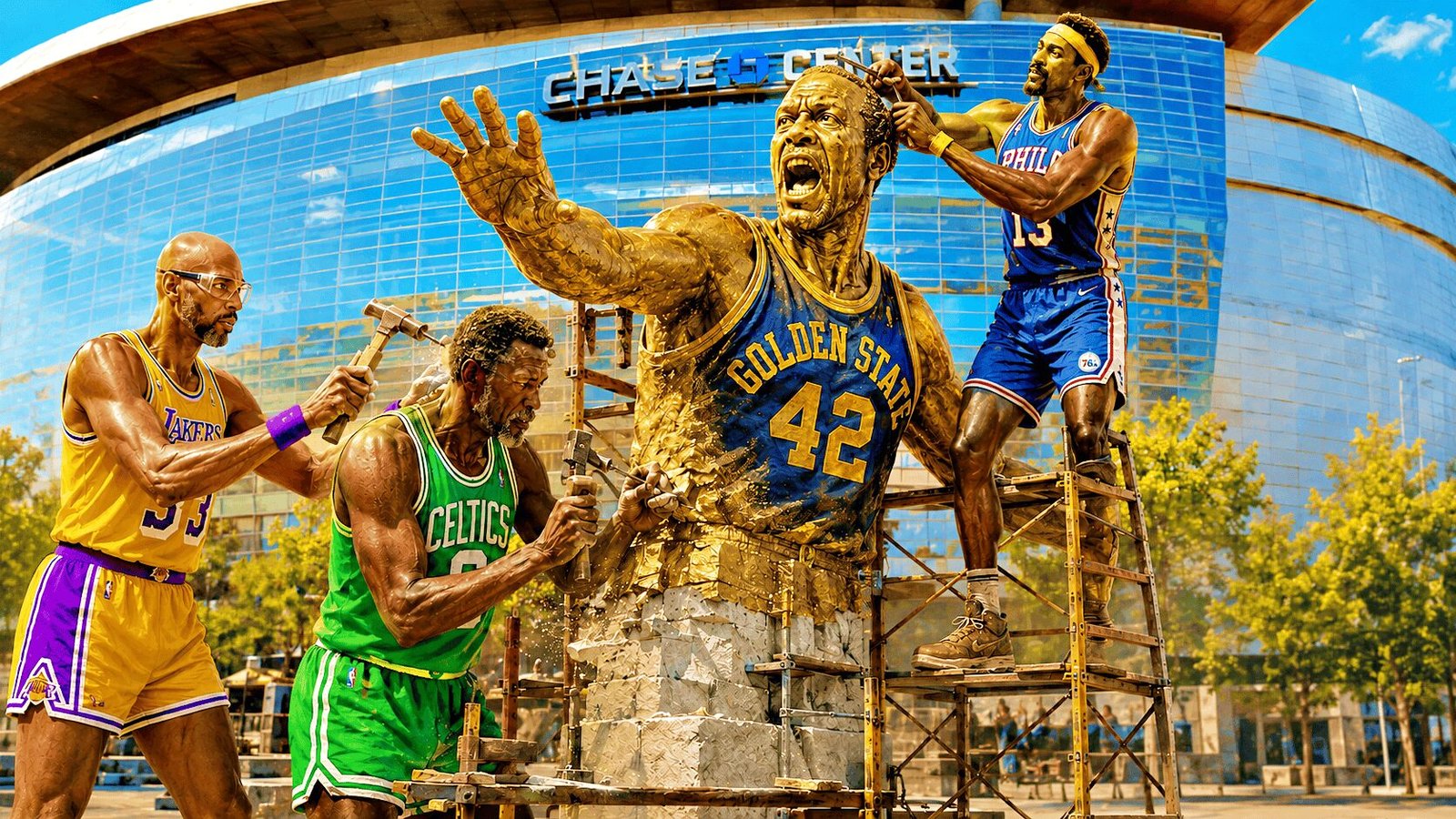 Kareem Abdul-Jabbar Bill Russell Wilt Chamberlain Nate Thurmond Chase Center